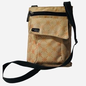 KAVU keeper Bag Crossbody Adjustable Purse Strap tan with orange geo pat…